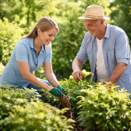 Unterstützung beim Pflegen des Grundstücks